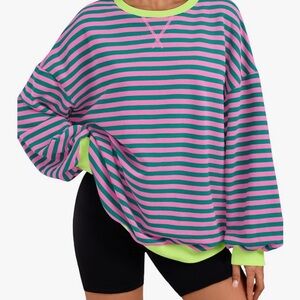 Striped Pink and Green Women's Top